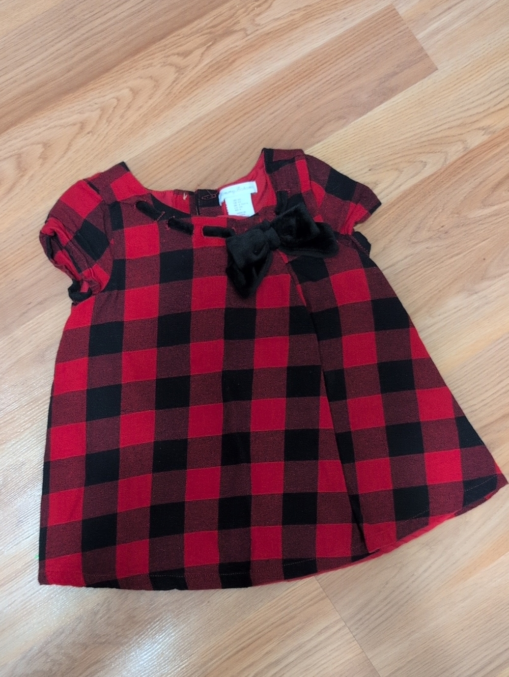 Red & Black Buffalo Plaid Girl Top with Bow